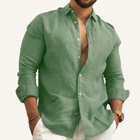 Camisa de Linho Masculina Verano verde