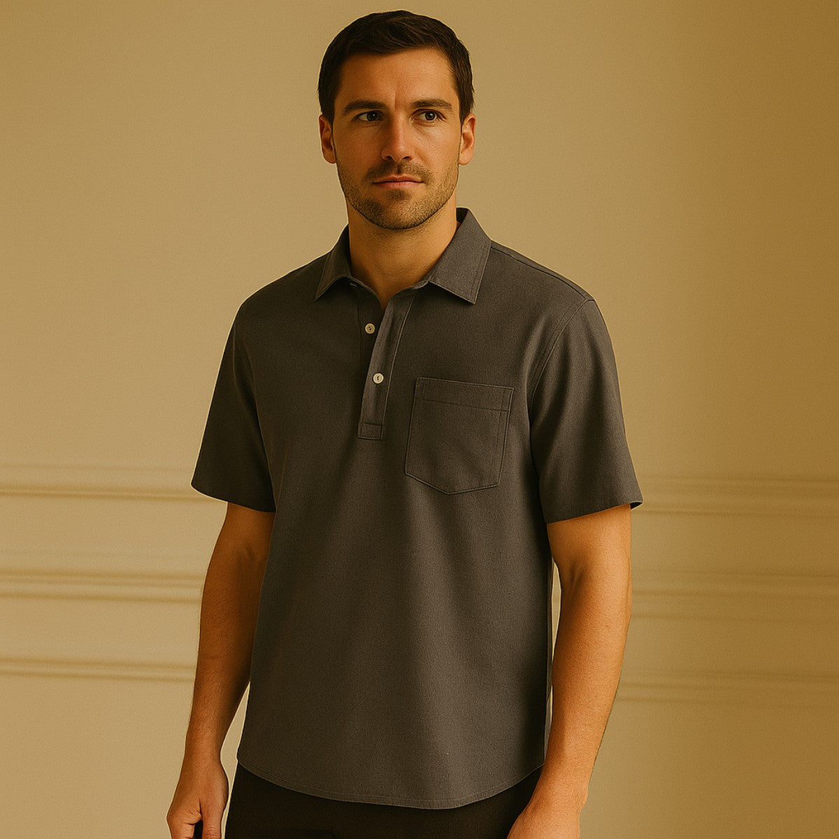 Linen Polo Shirt - Casablanca grey