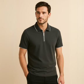 Mens Quarterzip Polo - Manttan Black