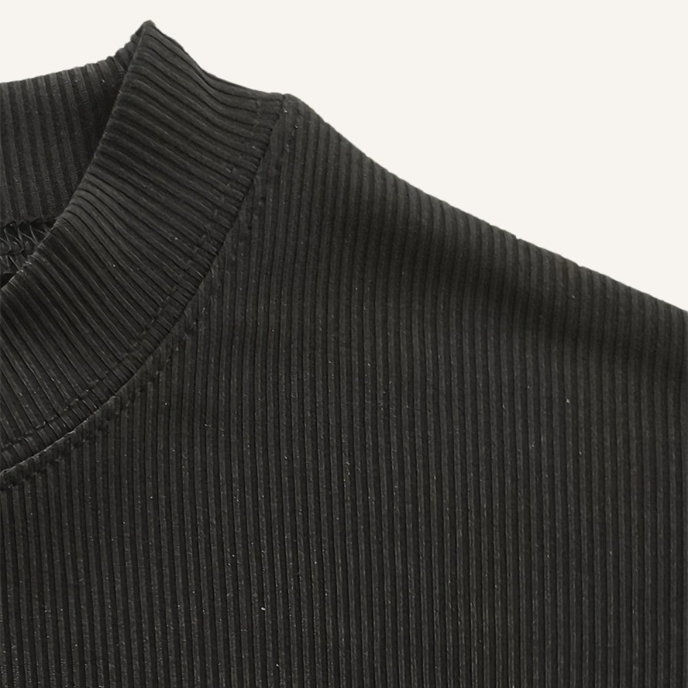 Mens Ribbed High Neck T-Shirt Clarence Black
