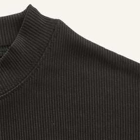 Mens Ribbed High Neck T-Shirt Clarence Black