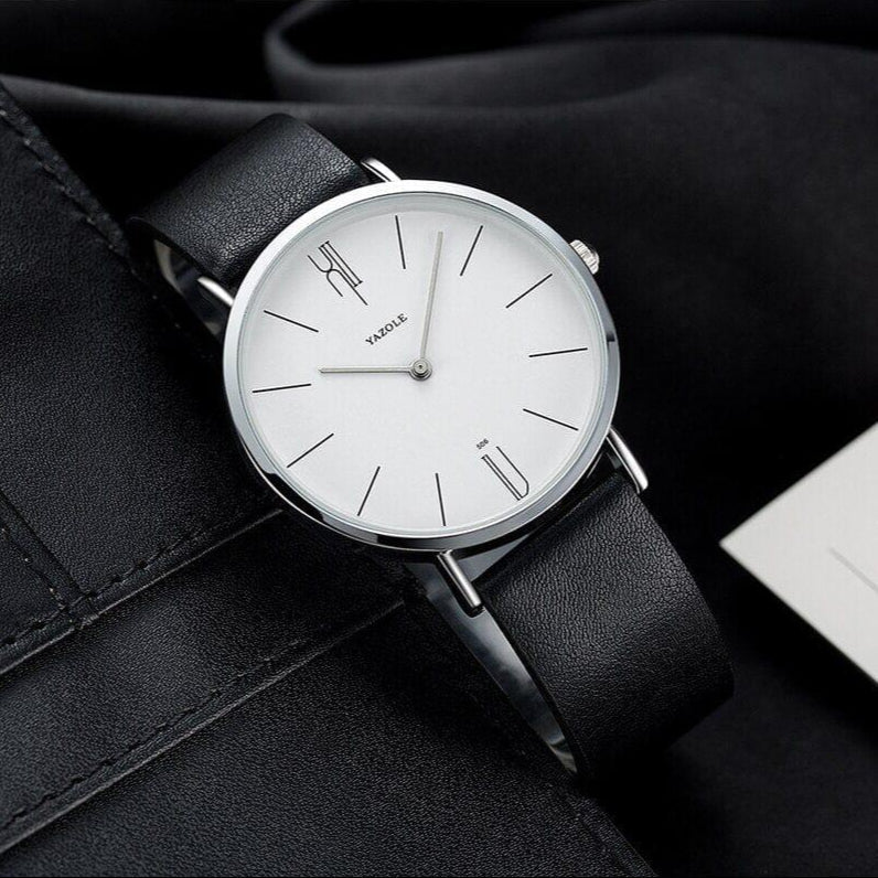 Relogio de Couro pulseira preto Old Money Civano 