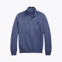 Mesh-Knit Cotton Quarter-Zip Sweater