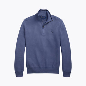 Mesh-Knit Cotton Quarter-Zip Sweater