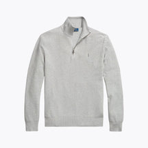 Mesh-Knit Cotton Quarter-Zip Sweater